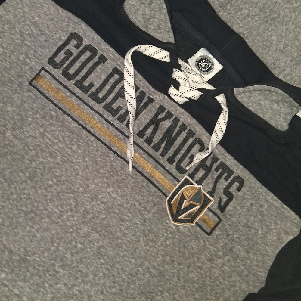 NHL Vegas Golden Knights Lace Up Hoodie Mens Large Gray Black Pullover L
